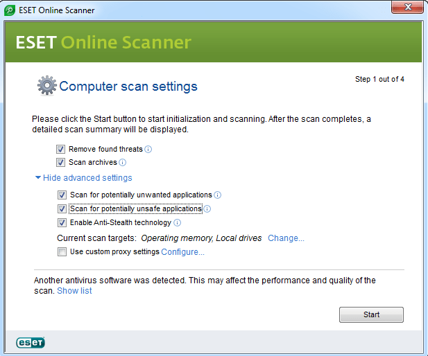 ESET Online Scanner windows 