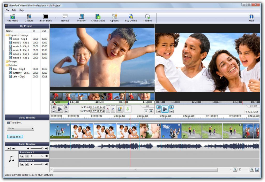 VideoPad Video Editor windows