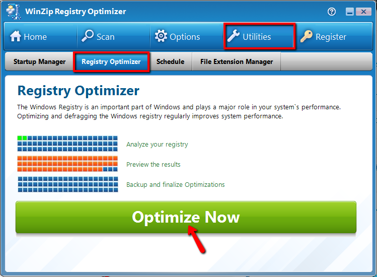WinZip Registry Optimizer windows