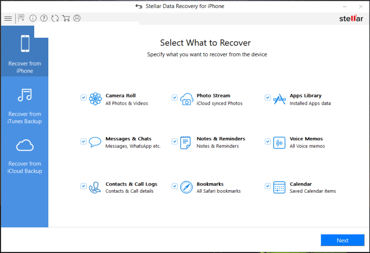 Stellar Data Recovery for iPhone windows
