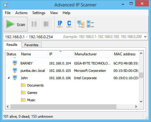 Advance IP Scanner windows