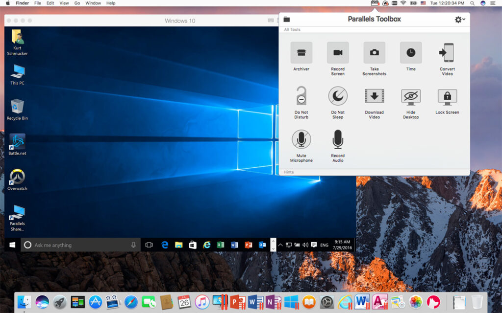 Parallels Desktop windows