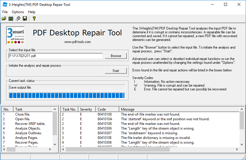 3-Heights PDF Desktop Repair Tool windows