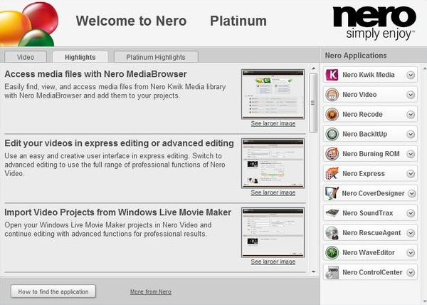 Nero Platinum windows