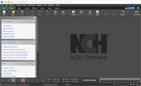 NCH Wavepad Sound Editor windows